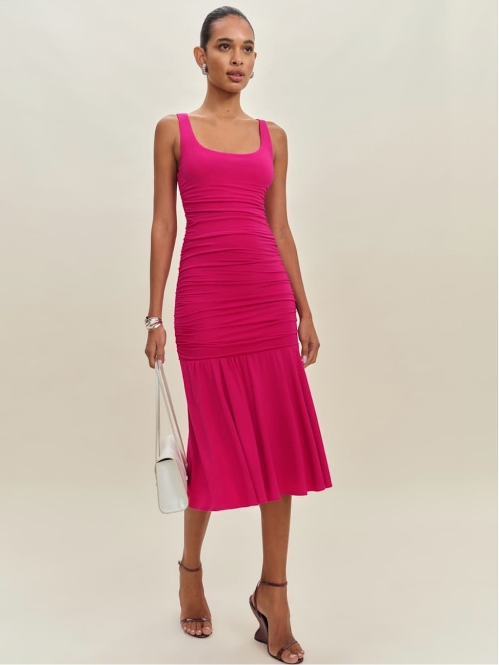 REFORMATION Ruched Midi Dress